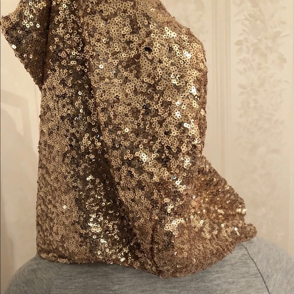 12PM by Mon Ami Gold Sequins Gray Hoodie Pullover - Picture 6 of 8